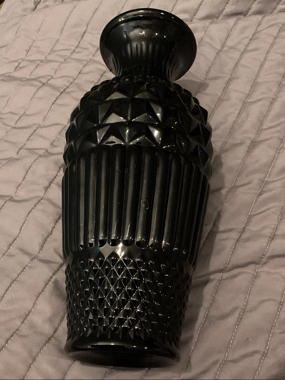 Indiana Glass Black Textured Decorative Vase